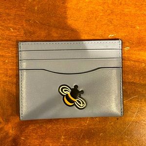 Coach blue cardholder with bumblebee